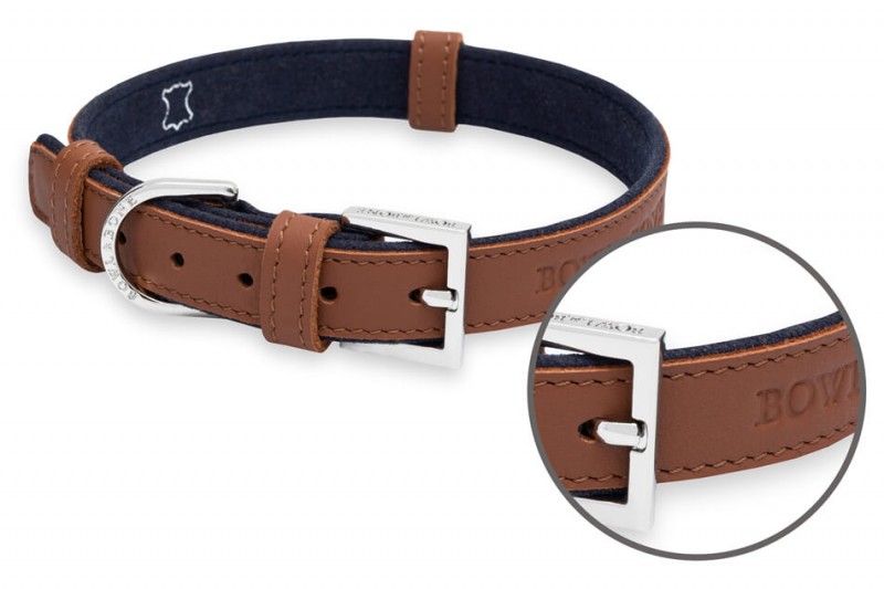 Leather dog collar MONACO mustard | Bowl and Bone Republic | PETZWELCOME