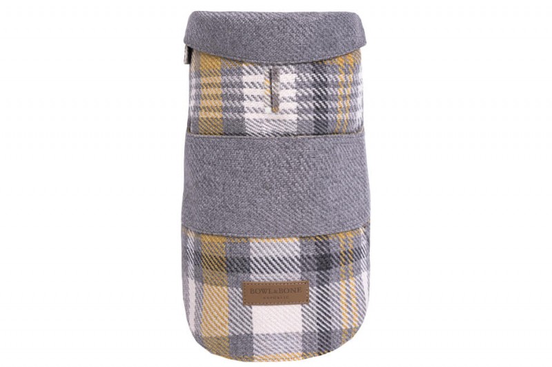 Tweedowy płaszczyk dla psa LEAF szary | Bowl and Bone | PETZWELCOME