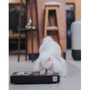 Elegancka miska dla psa DUO grafitowa Bowl and Bone | PETZWELCOME