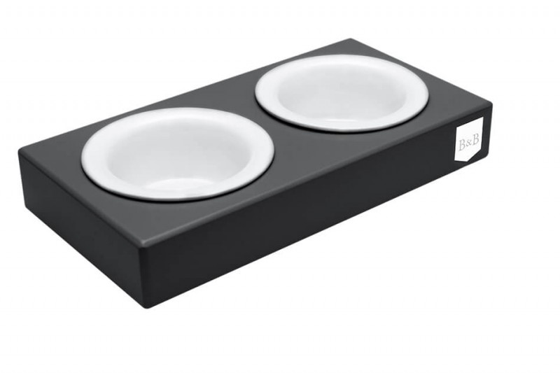 Elegancka miska dla psa DUO CERAMIC grafitowa Bowl and Bone | PETZWELCOME
