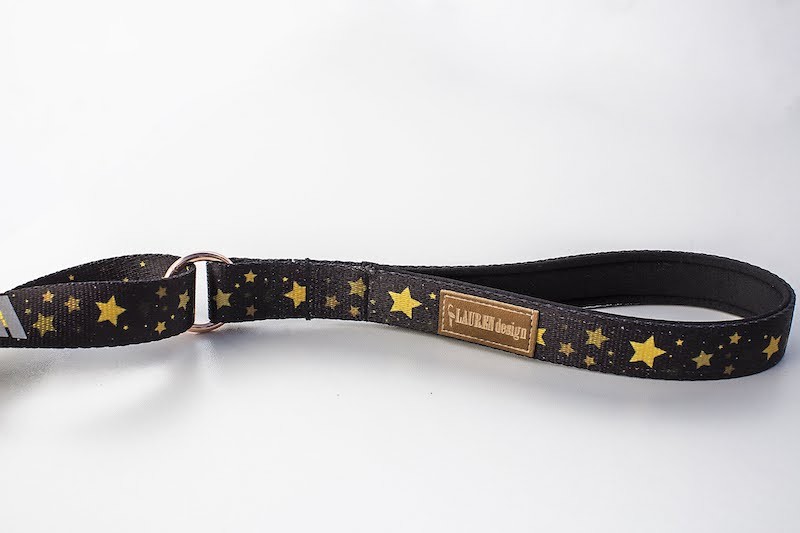 Adjustable leash Stars gold buckles | Lauren Design | PETZWELCOME
