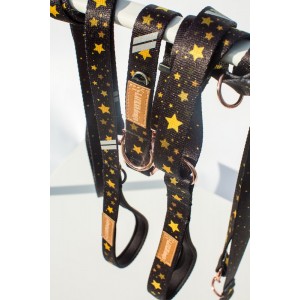 Smycz miejska Stars złote okucia | Lauren Design | PETZWELCOME