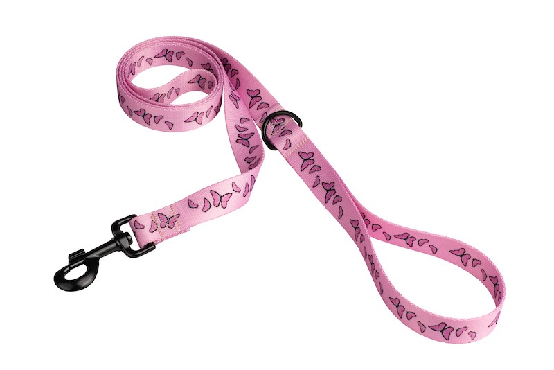 Różowa smycz miejska dla psa Motylki