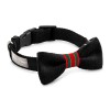 Stylish black bowtie with red and green ribbon Magnifique