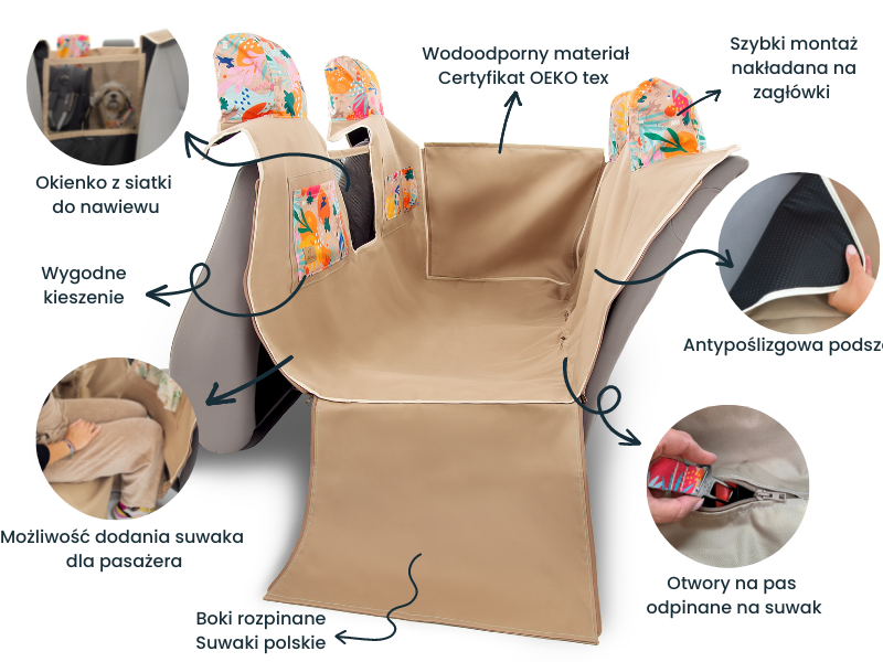 Car seat cover for a dog „KUKO+” Black | Bebobi | PETZWELCOME