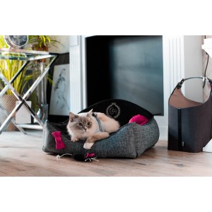 Elegant black bed for a small dog or cat PARIS
