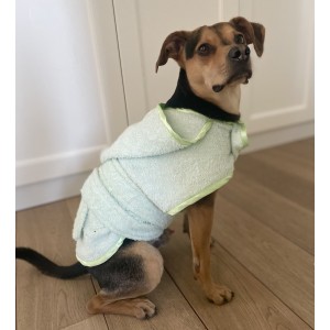 Szlafrok kąpielowy dla psa frotte zielony | PETZWELCOME